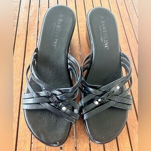Bartolini women’s black wedge crisscross sandals size 10